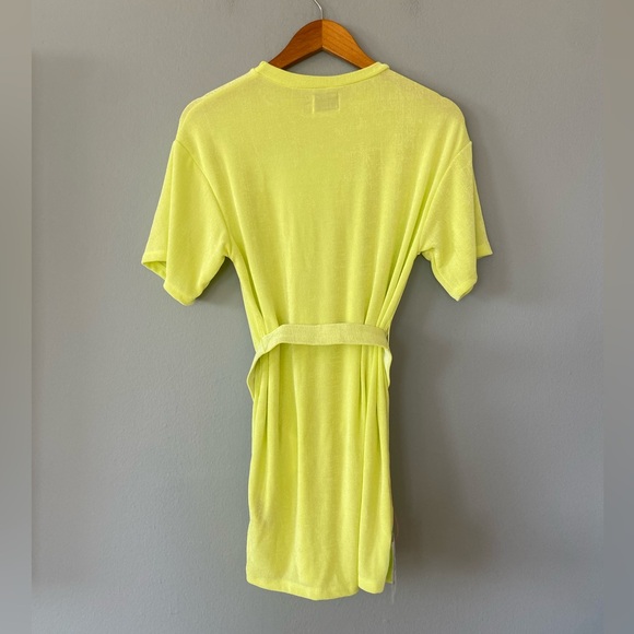ASOS Petite Slinky T-Shirt Mini Dress with Belt in Lime Size 00 Petite - Picture 5 of 5